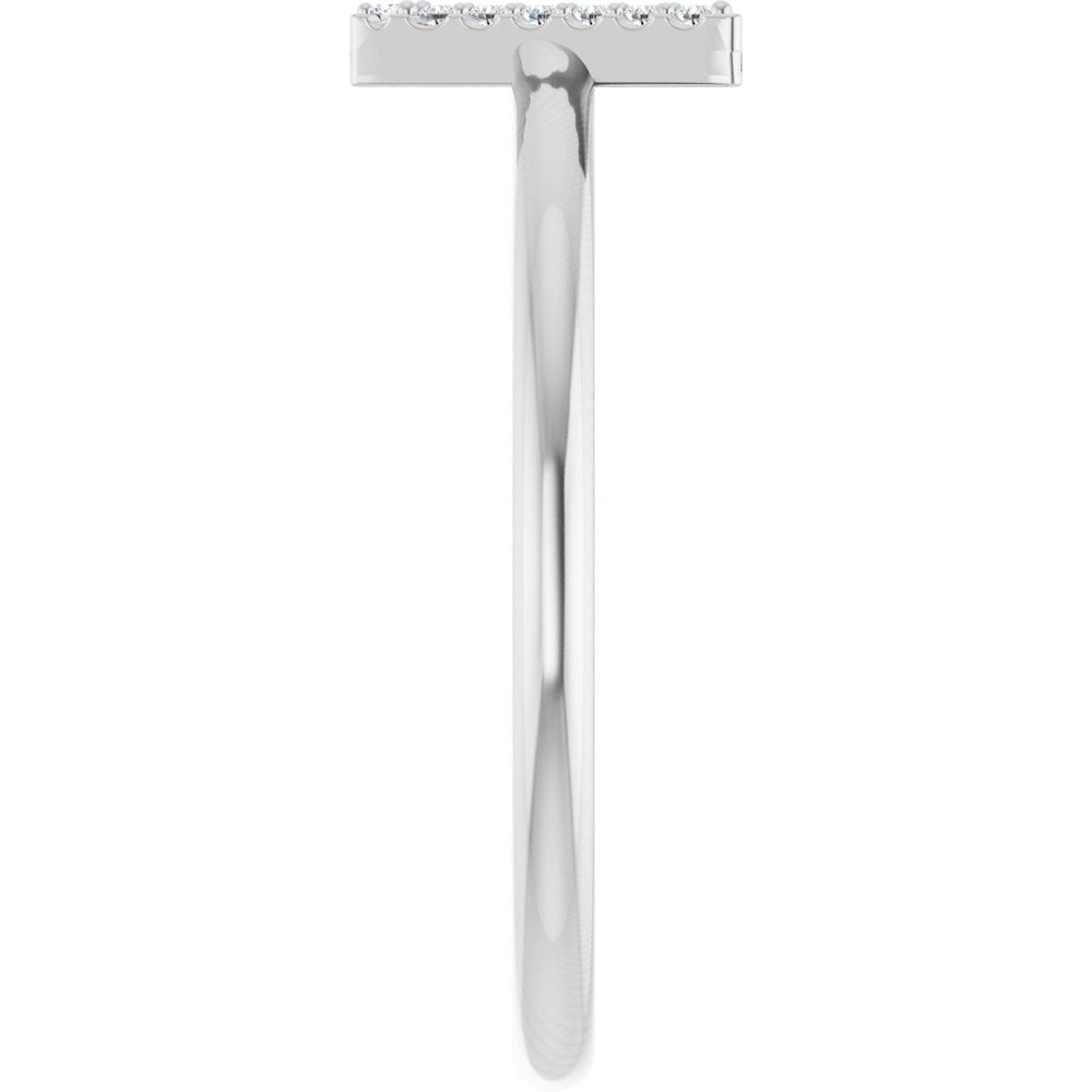 Sterling Silver .03 CTW Natural Diamond Initial V Ring