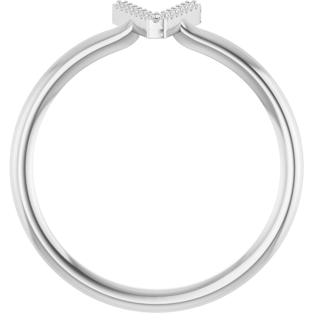 Sterling Silver .03 CTW Natural Diamond Initial V Ring