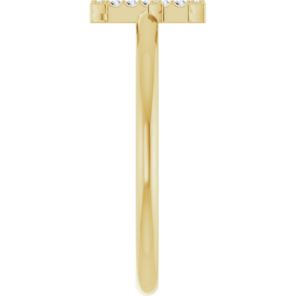 14K Yellow .06 CTW Natural Diamond Initial E Ring