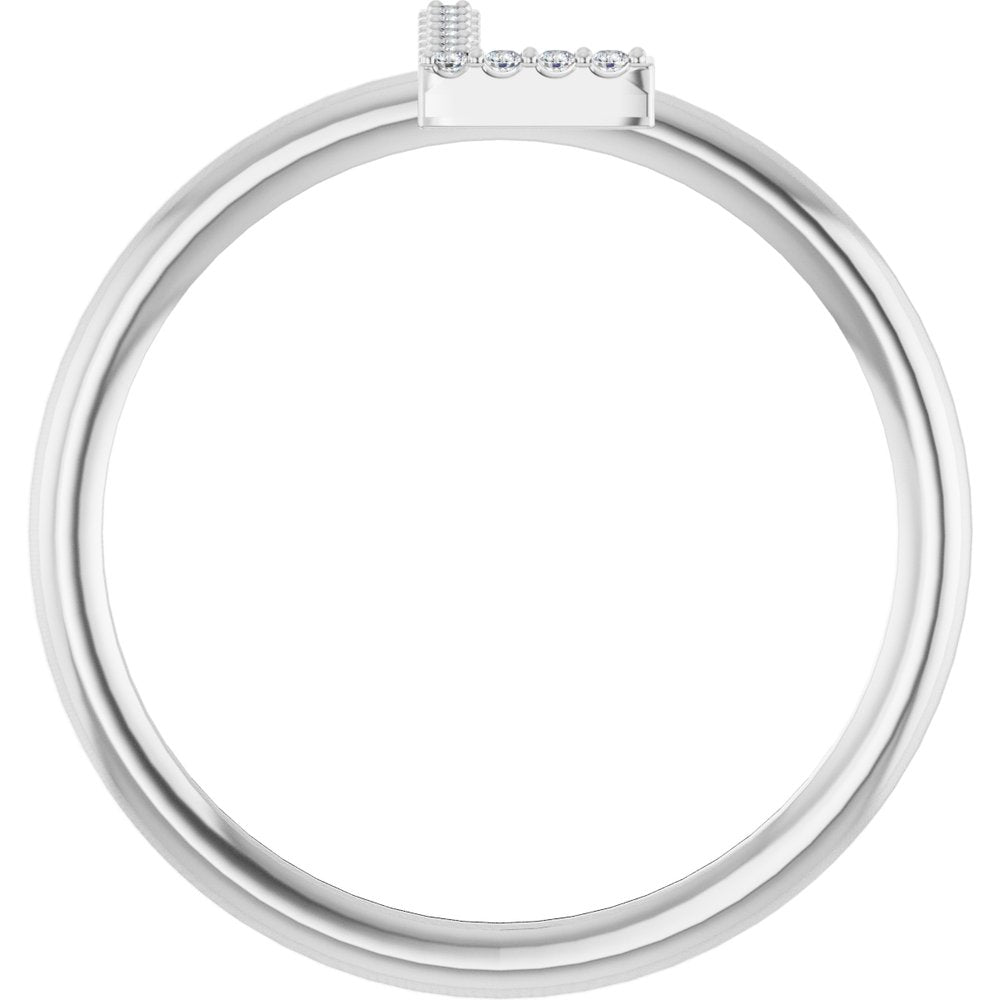 14K White Gold .04 CTW Natural Diamond Initial L Ring
