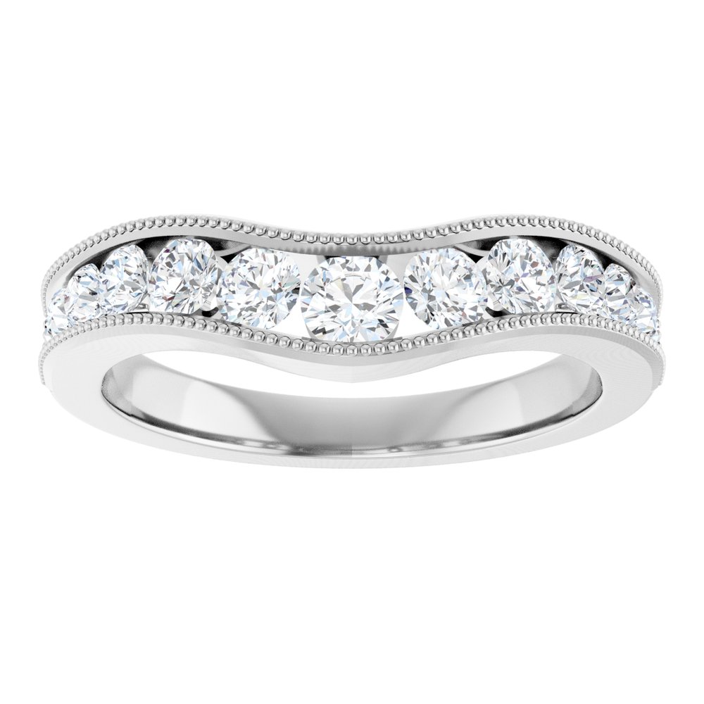 14K White 3/4 CTW Lab-Grown Diamond Contour Band