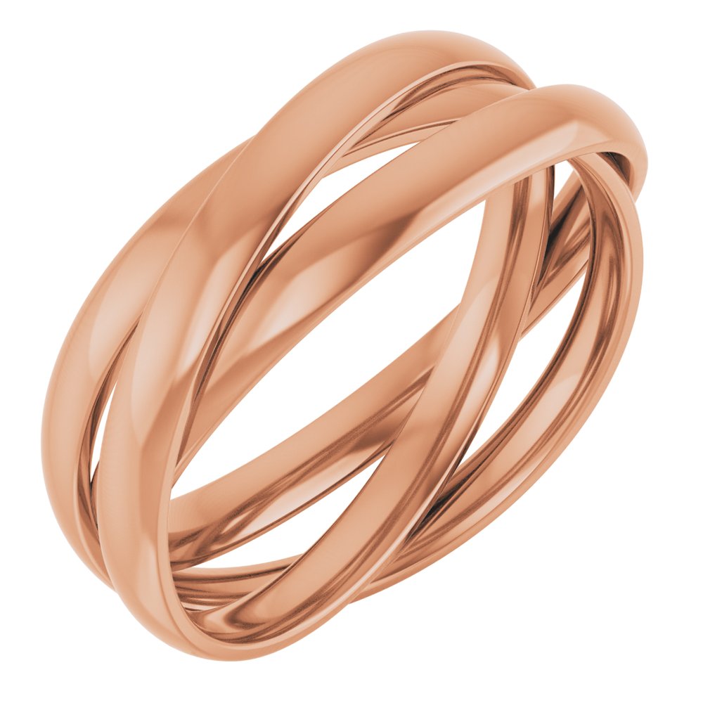 14K Rose Three-Piece Rolling Band Size 6