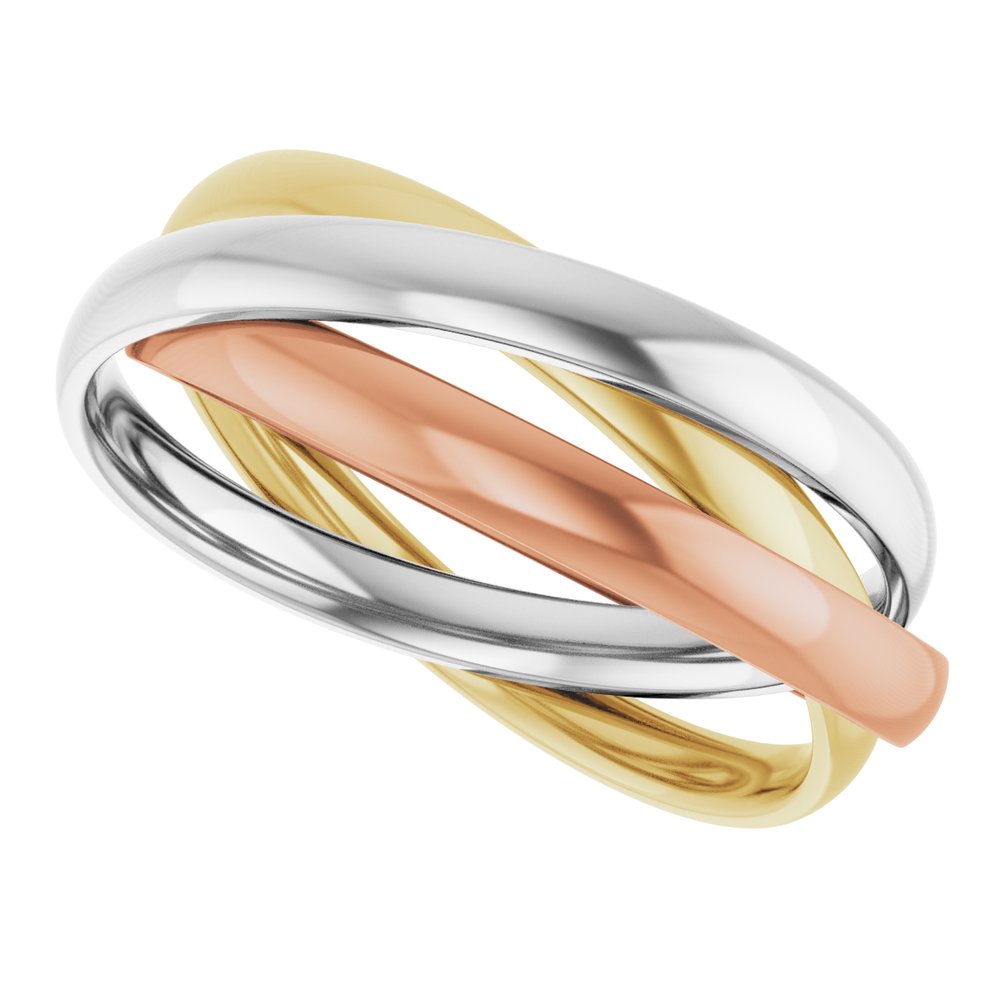14K White/Yellow/Rose Three-Piece Rolling Band