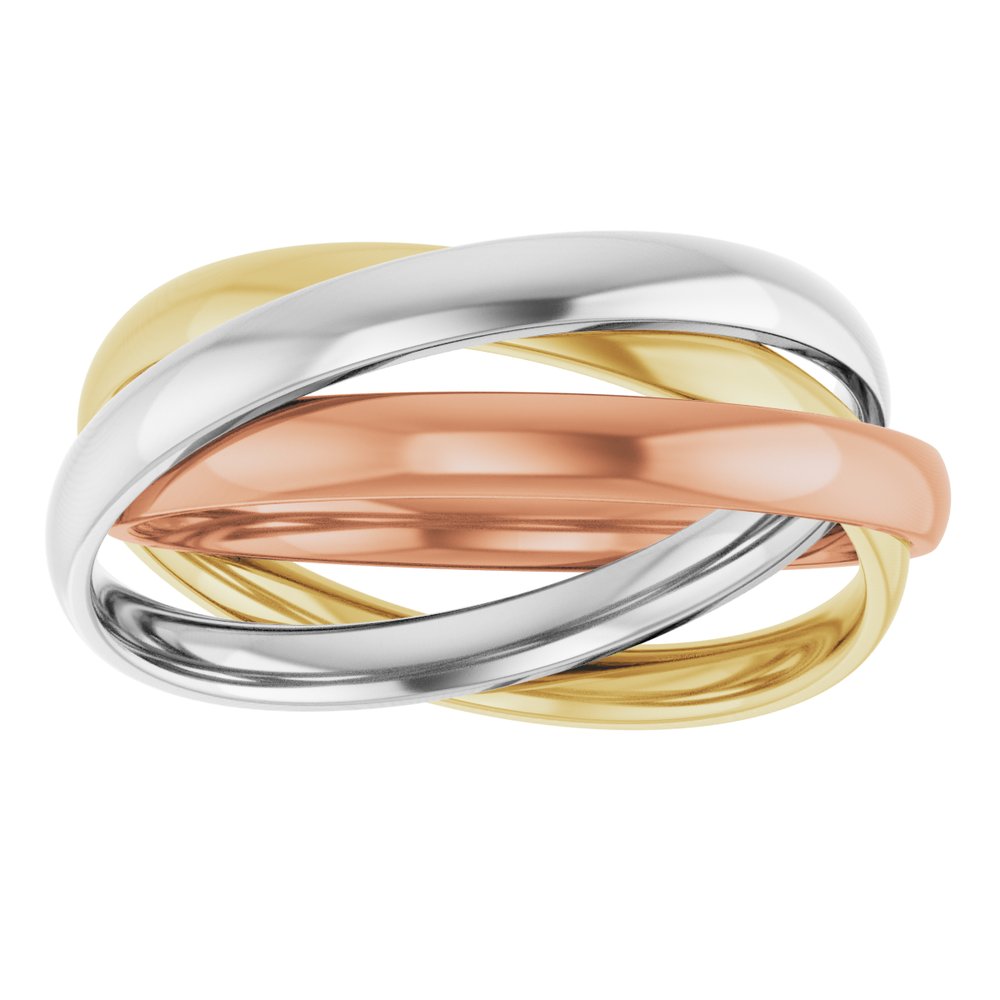 14K White/Yellow/Rose Three Ring Rolling Band