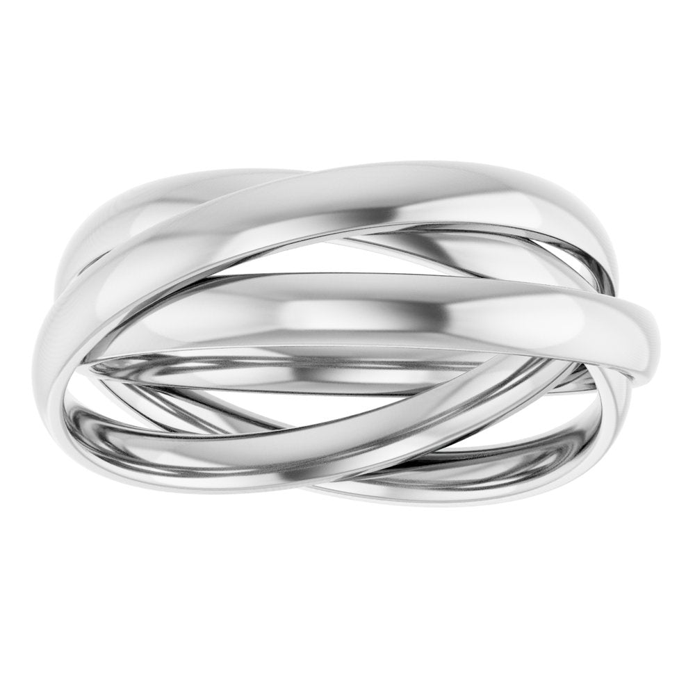 14K White Three-Piece Rolling Band Size 8