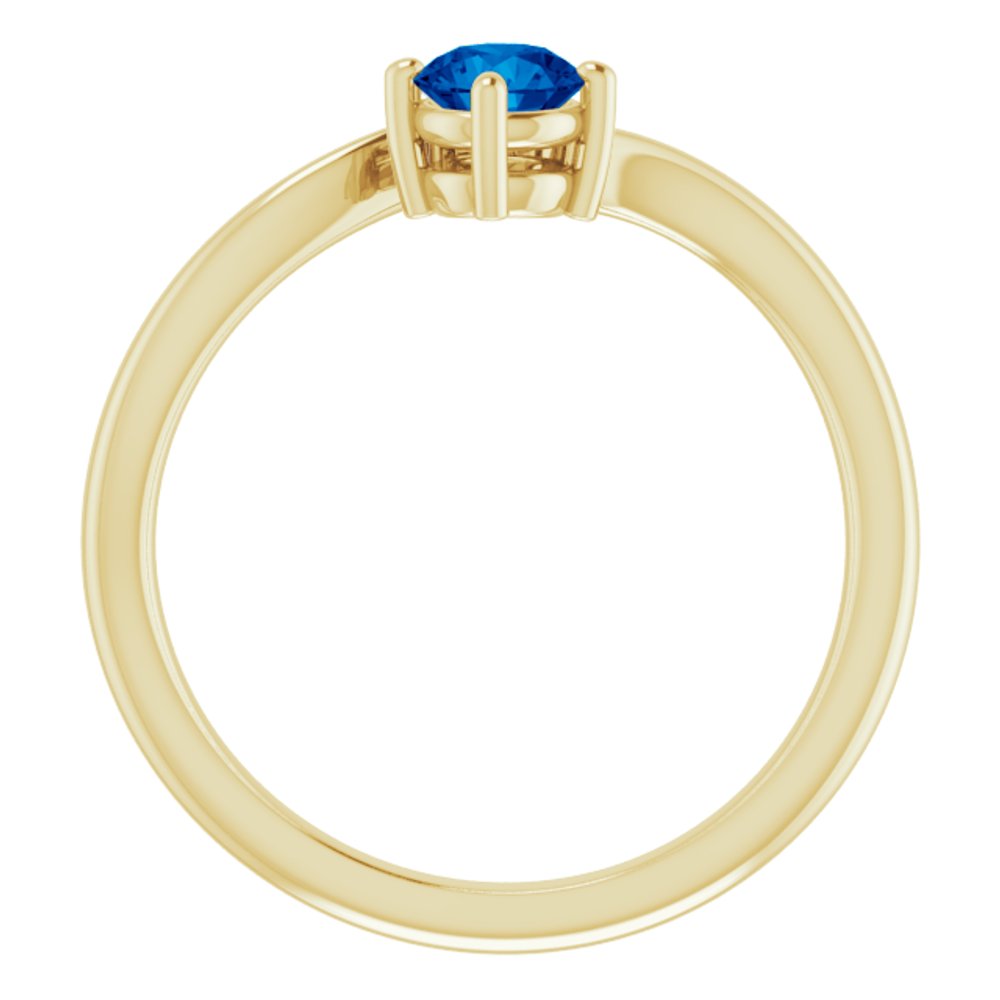 14K Yellow Gold Natural Blue Sapphire & .025 CTW Natural Diamond Ring
