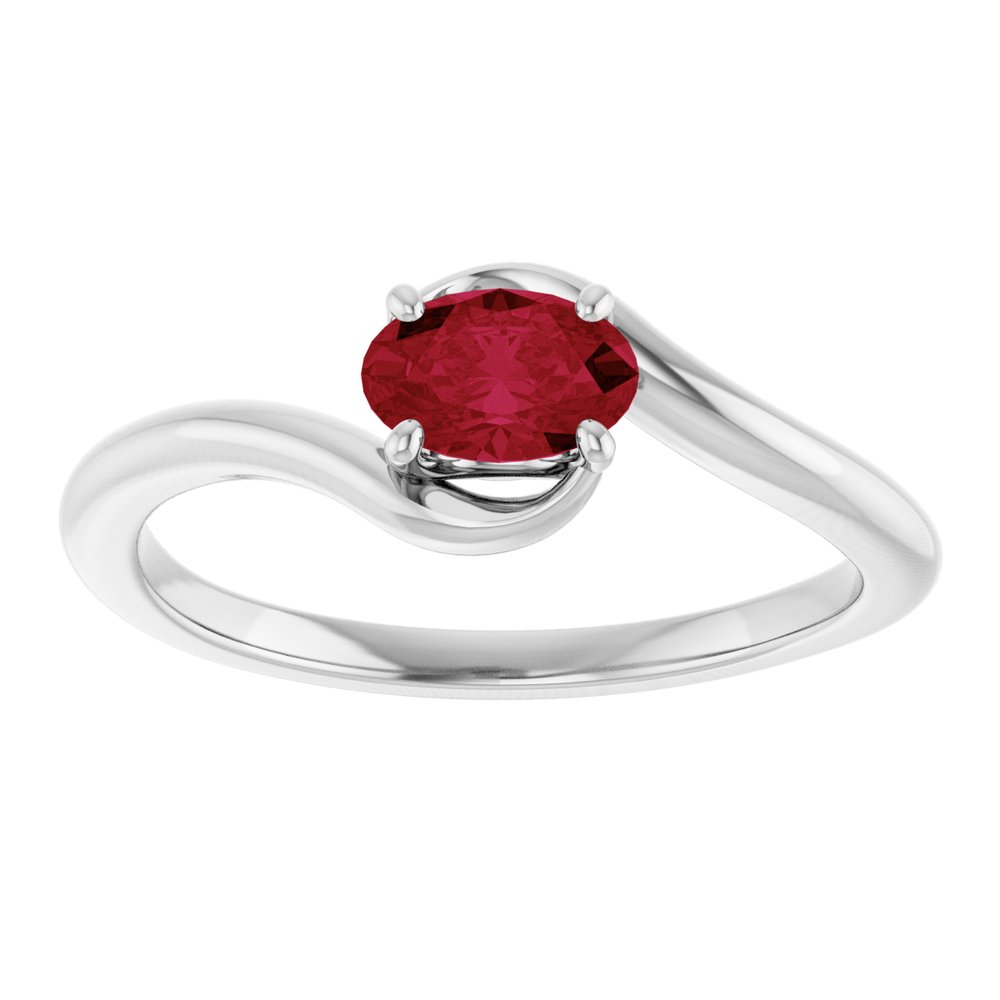 14K White Gold Lab-Grown Ruby Ring