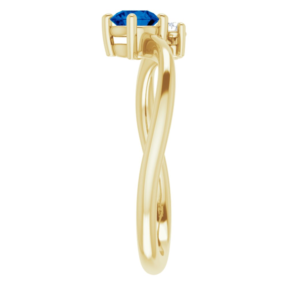 14K Yellow Gold Natural Blue Sapphire & .025 CTW Natural Diamond Ring
