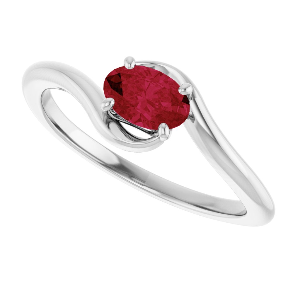 14K White Gold Lab-Grown Ruby Ring