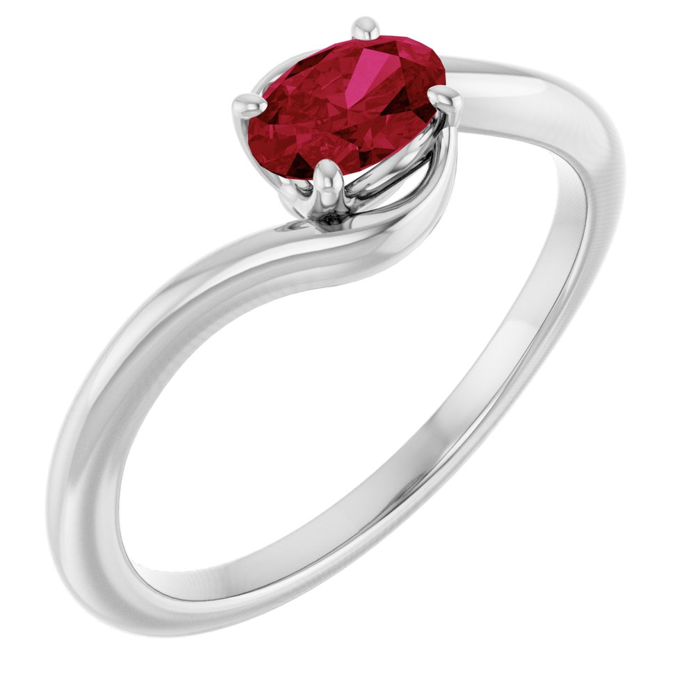 14K White Gold Lab-Grown Ruby Ring