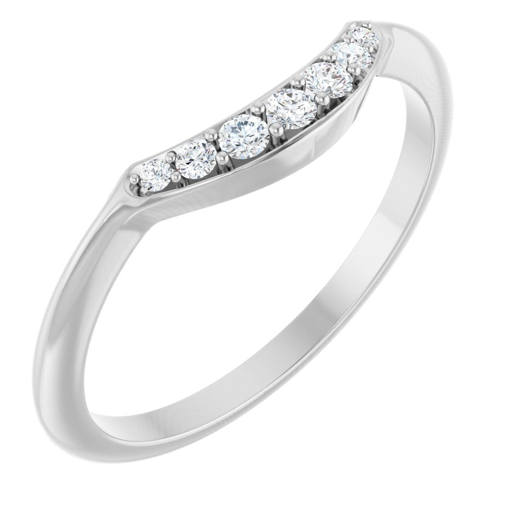 14K White Gold 1/8 CTW Natural Diamond Contour Band