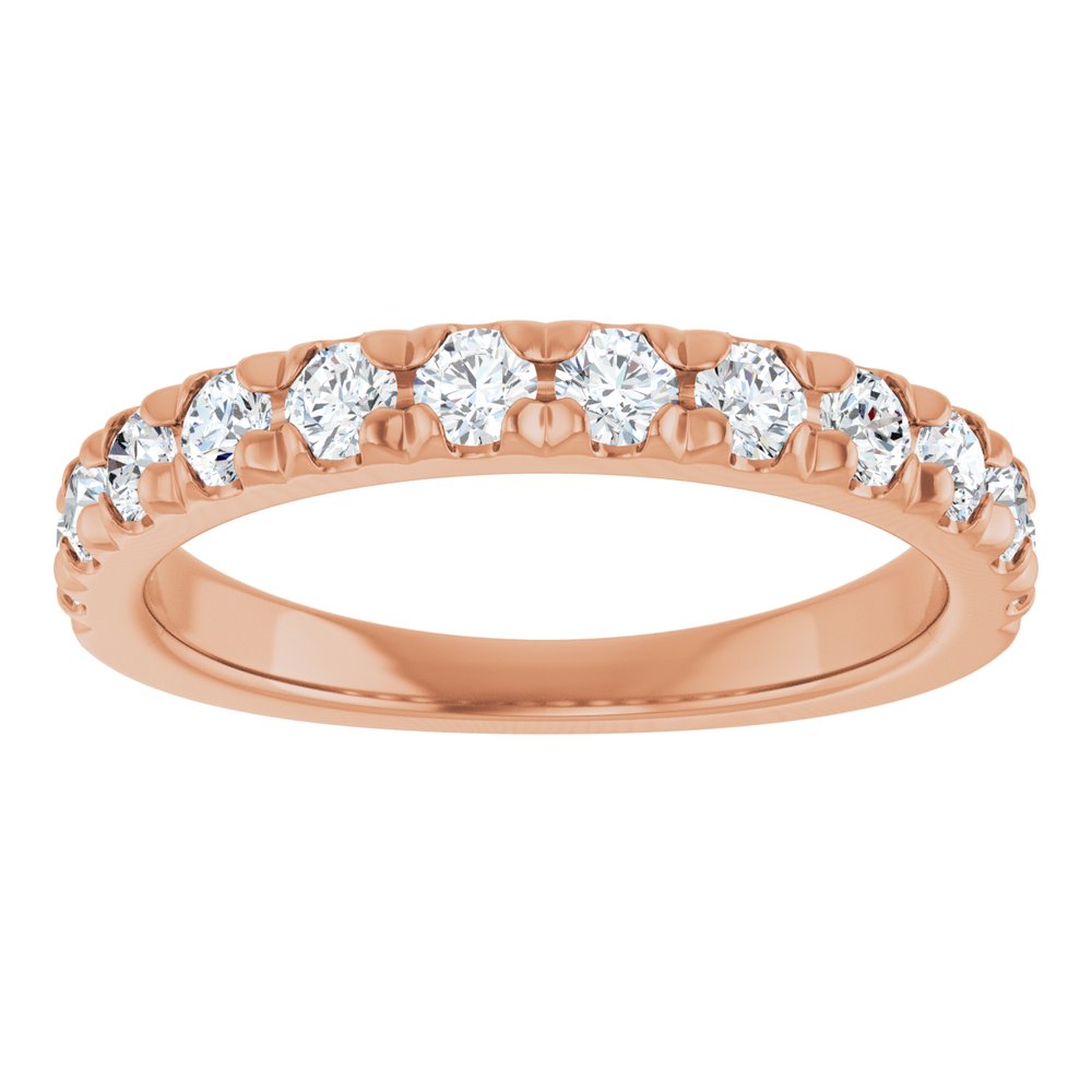 14K Rose 3/4 CTW Natural Diamond French-Set Anniversary Band