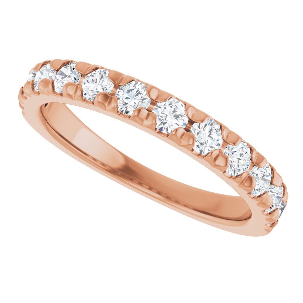 14K Rose Gold 3/4 CTW Natural Diamond French-Set Anniversary Band