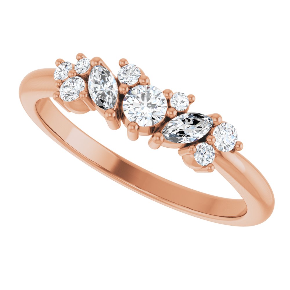 14K Rose Gold 1/3 CTW Natural Diamond Multi-Shape Ring