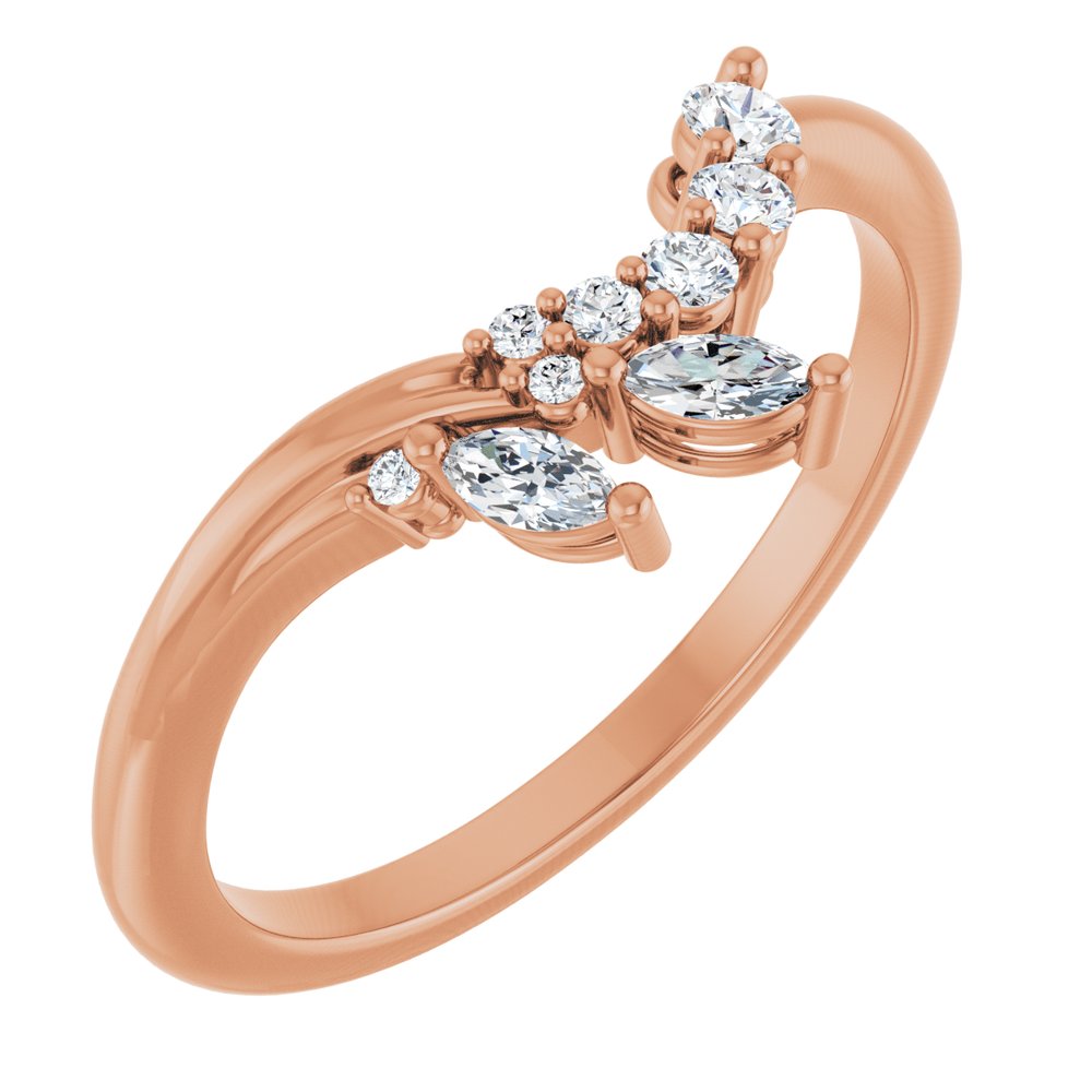 14K Rose Gold 1/5 CTW Natural Diamond Contour Band