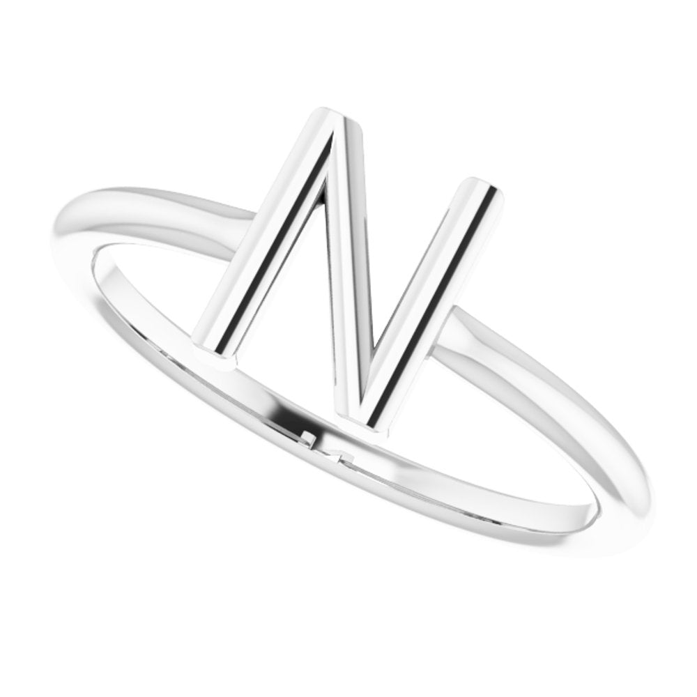 Sterling Silver Initial N Ring