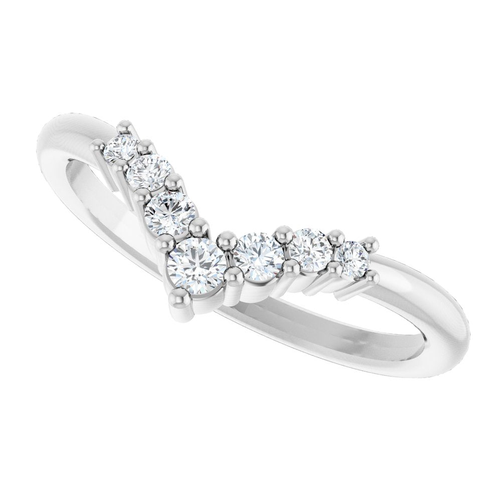 14K White Gold 1/6 CTW Natural Diamond Graduated V Ring