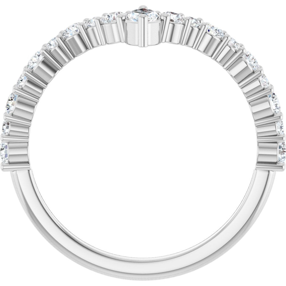 14K White Gold 1/2 CTW Natural Diamond V Ring