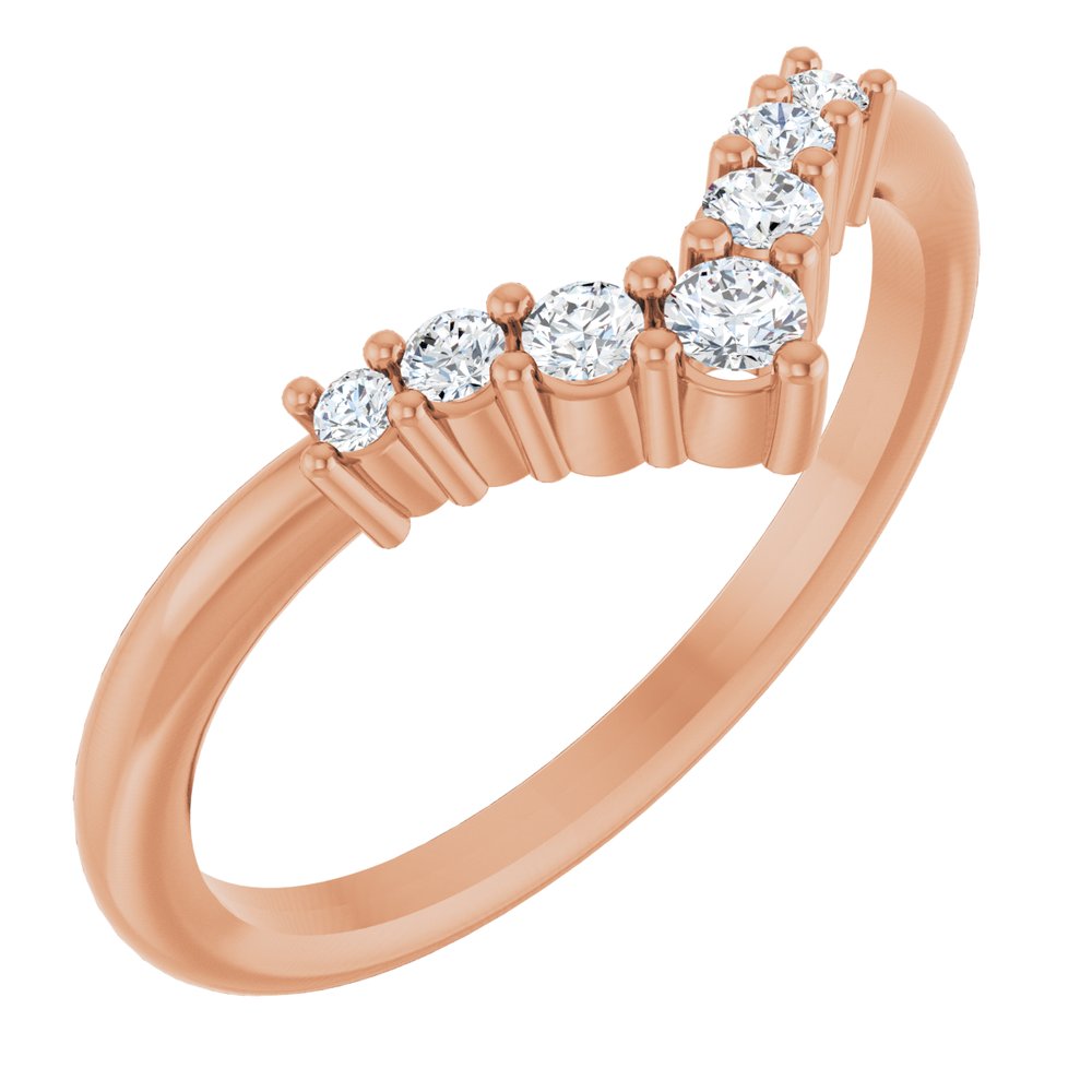 14K Rose Gold 1/6 CTW Natural Diamond Graduated V Ring
