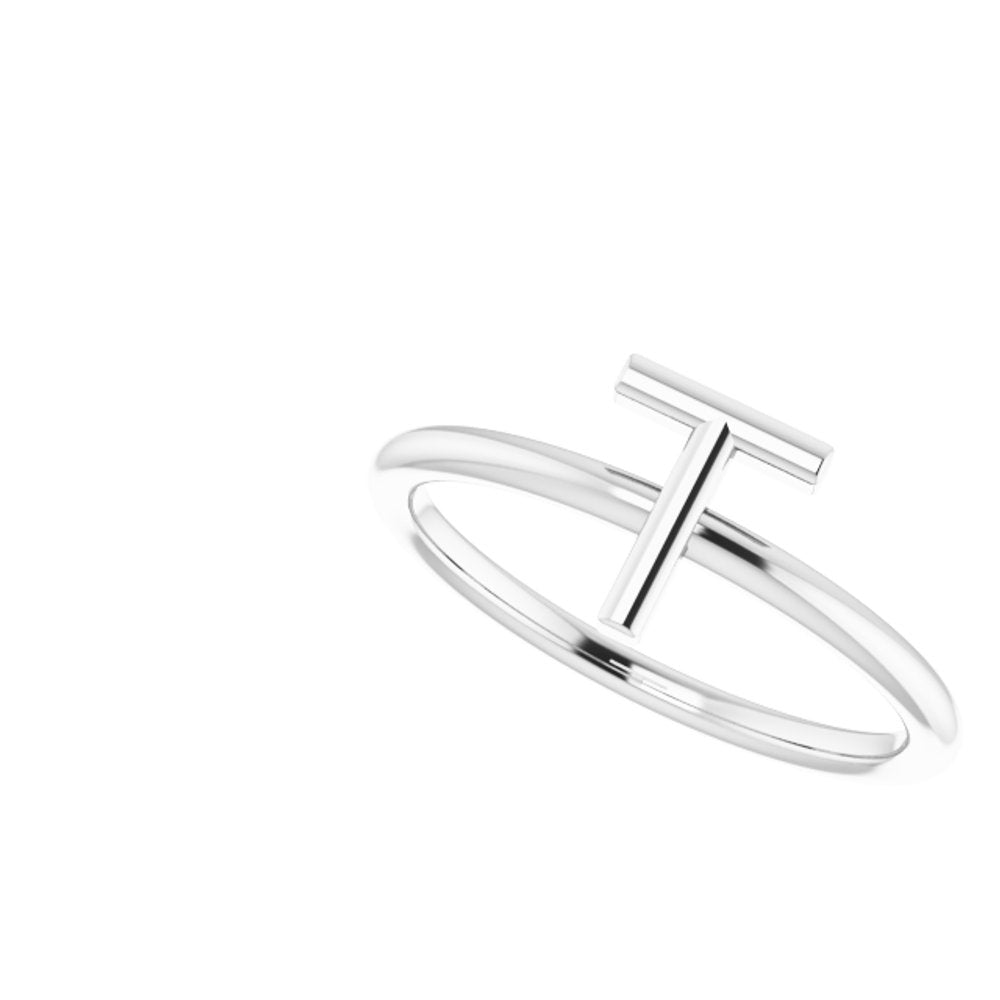 Sterling Silver Initial T Ring