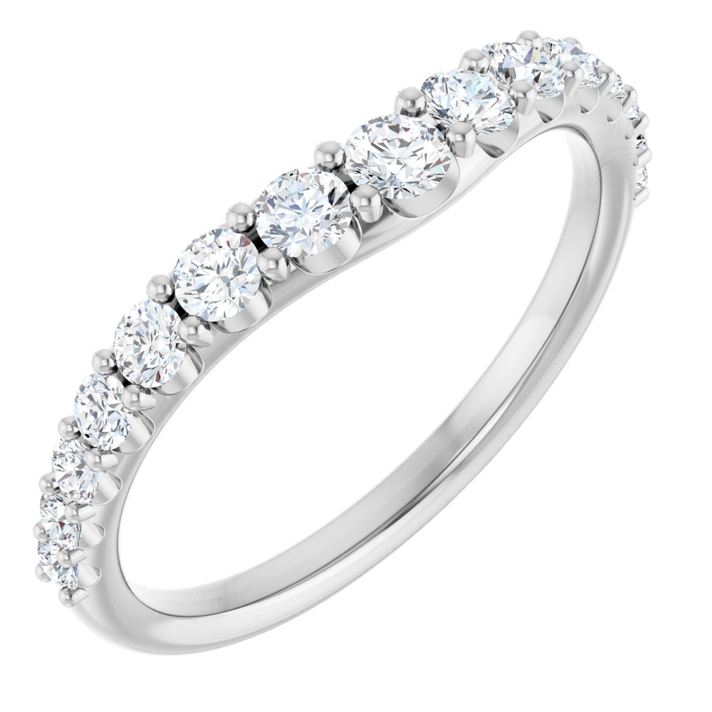 14K White Gold 1/2 CTW Natural Diamond Graduated Contour Band