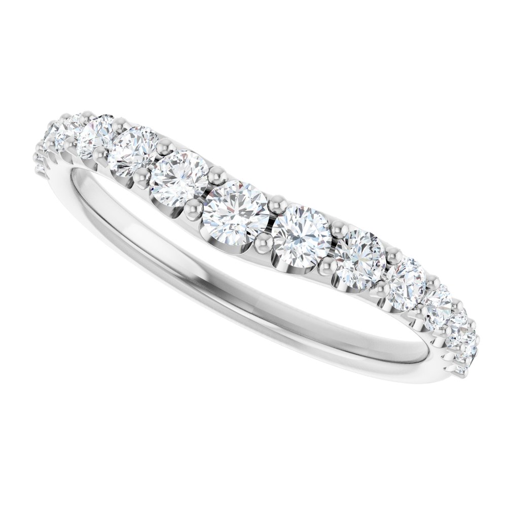 14K White Gold 1/2 CTW Natural Diamond Graduated Contour Band