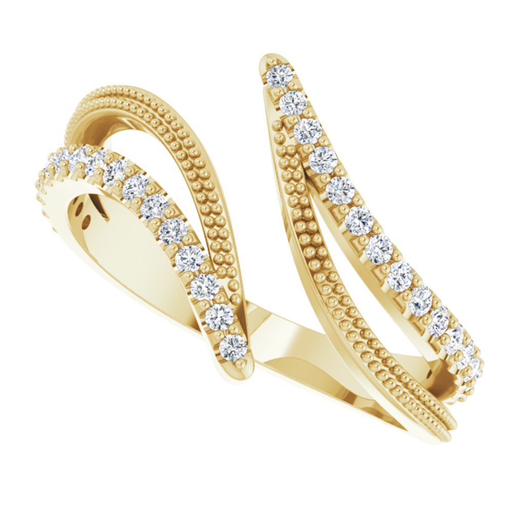 14K Yellow Gold 1/4 CTW Natural Diamond Bypass Ring