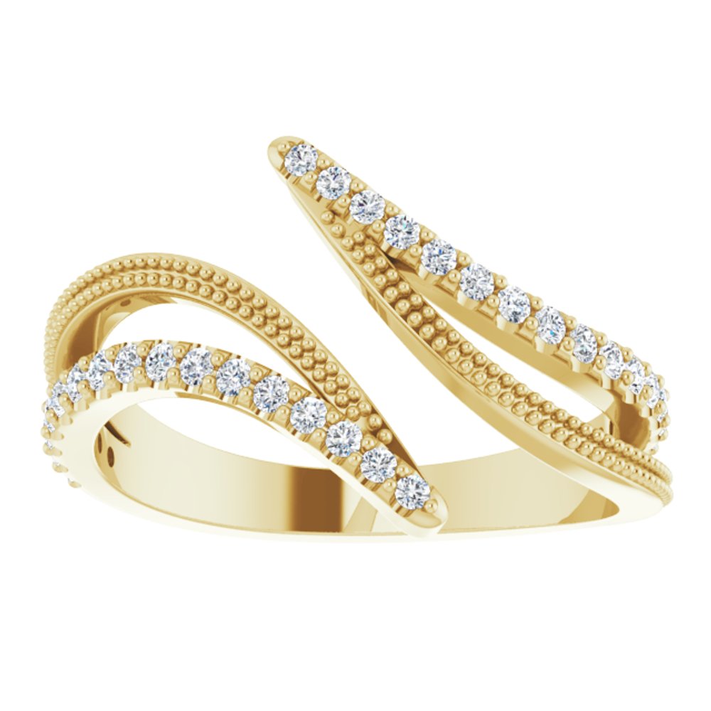 14K Yellow Gold 1/4 CTW Natural Diamond Bypass Ring