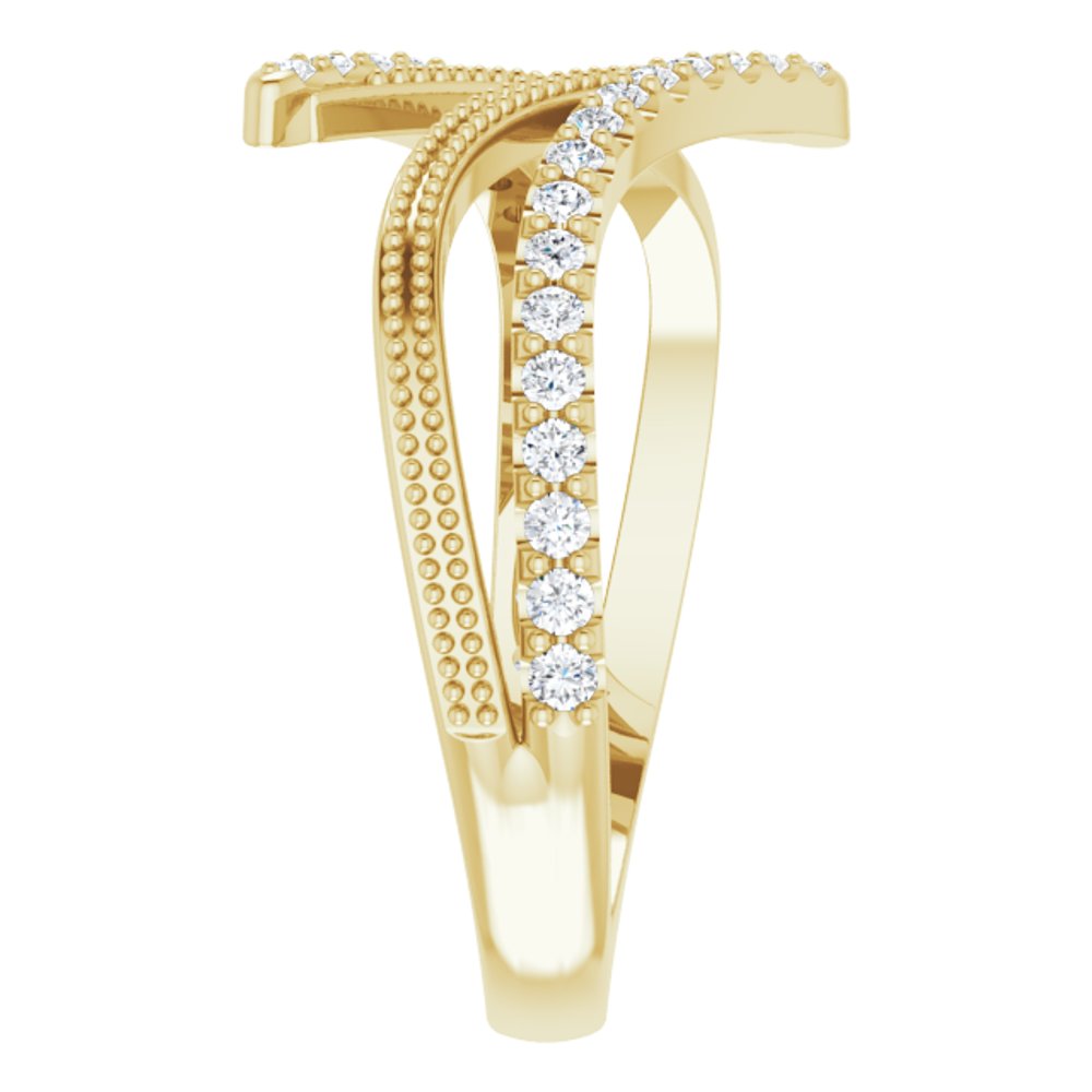 14K Yellow Gold 1/4 CTW Natural Diamond Bypass Ring
