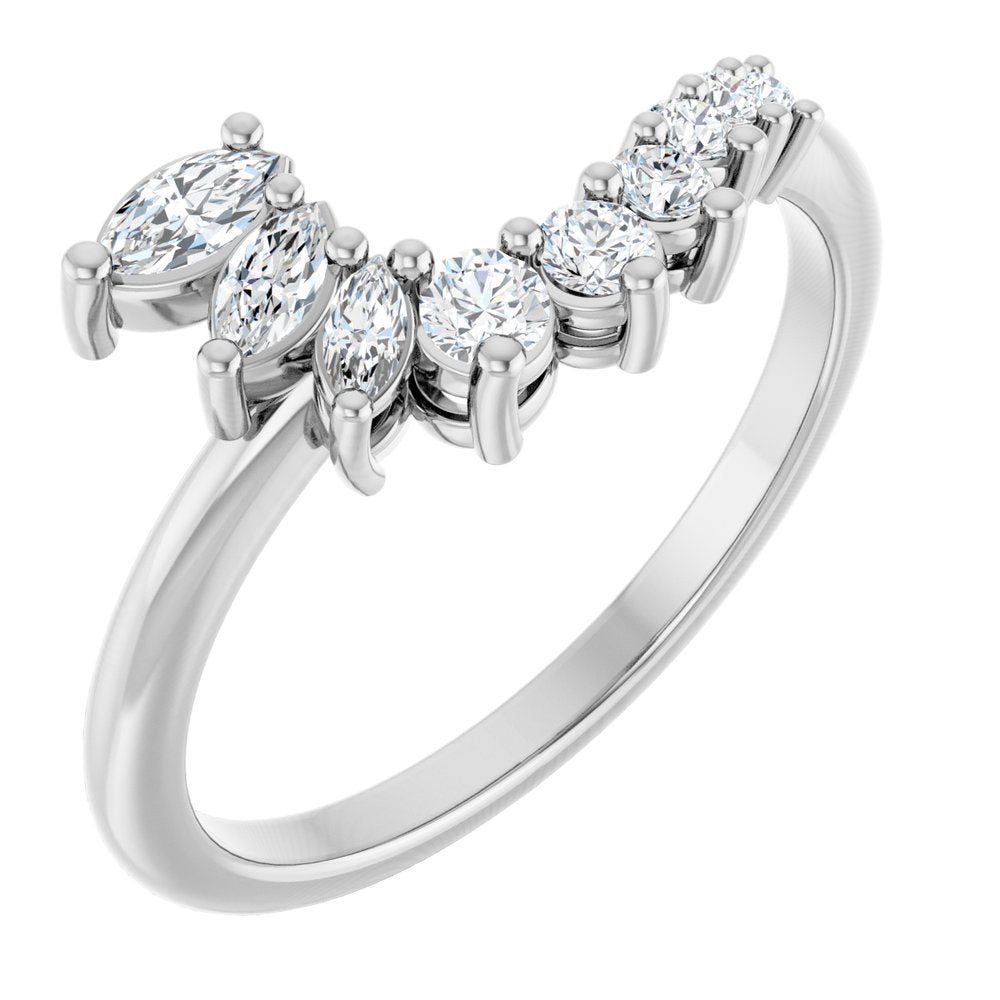 14K White 1/3 CTW Natural Diamond Contour Band