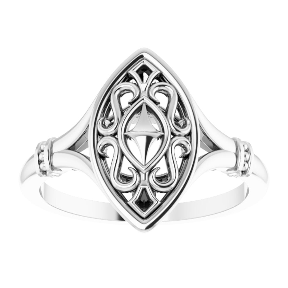 14K White Vintage-Inspired Ring