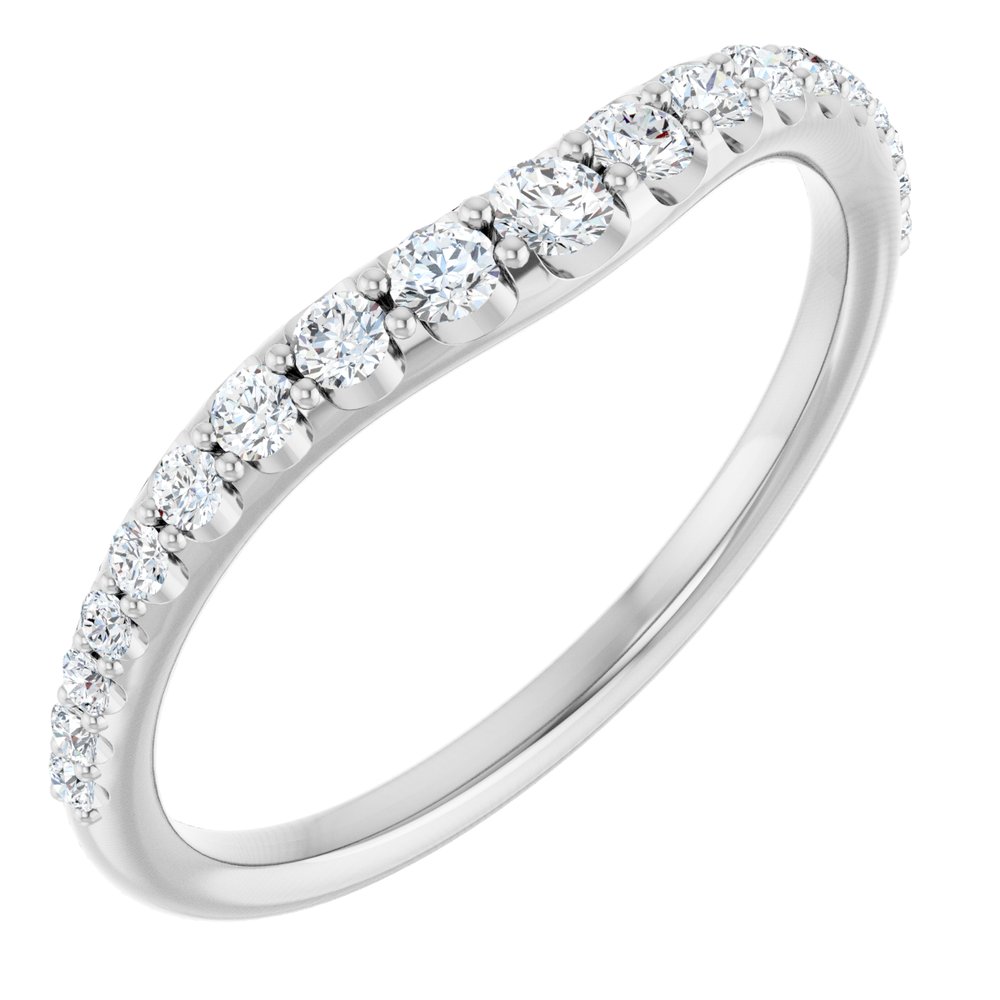 14K White Gold 1/3 CTW Natural Diamond Graduated Contour Band