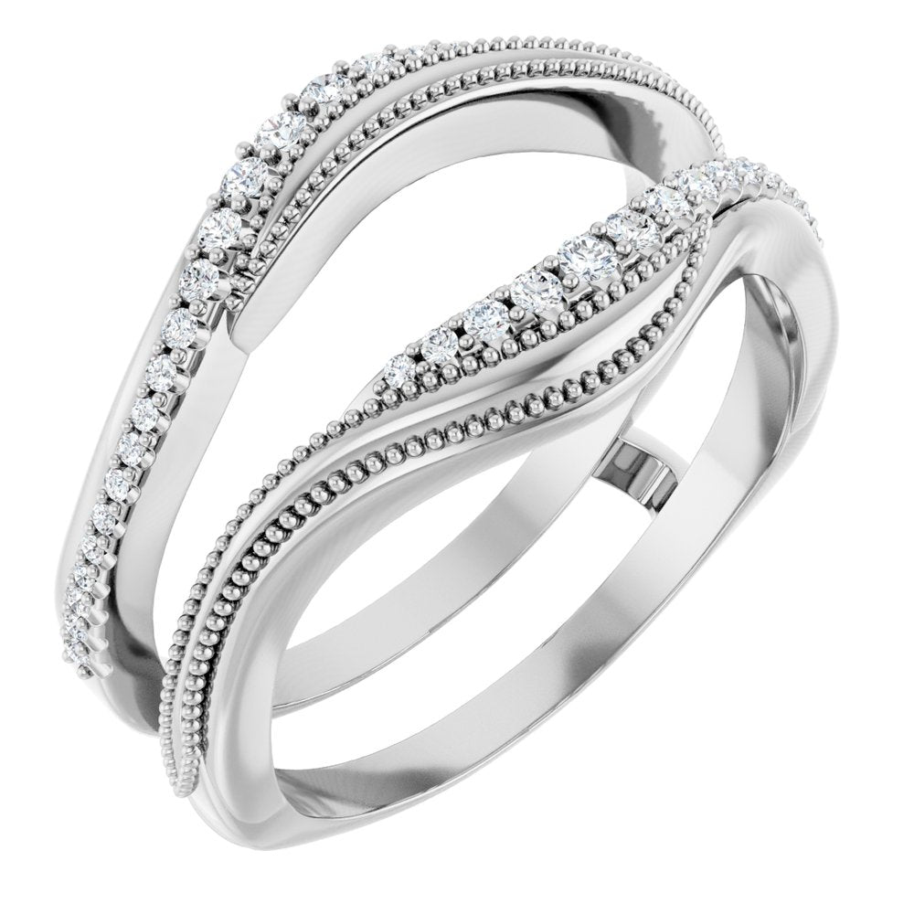 14K White Gold 1/6 CTW Natural Diamond Ring Guard