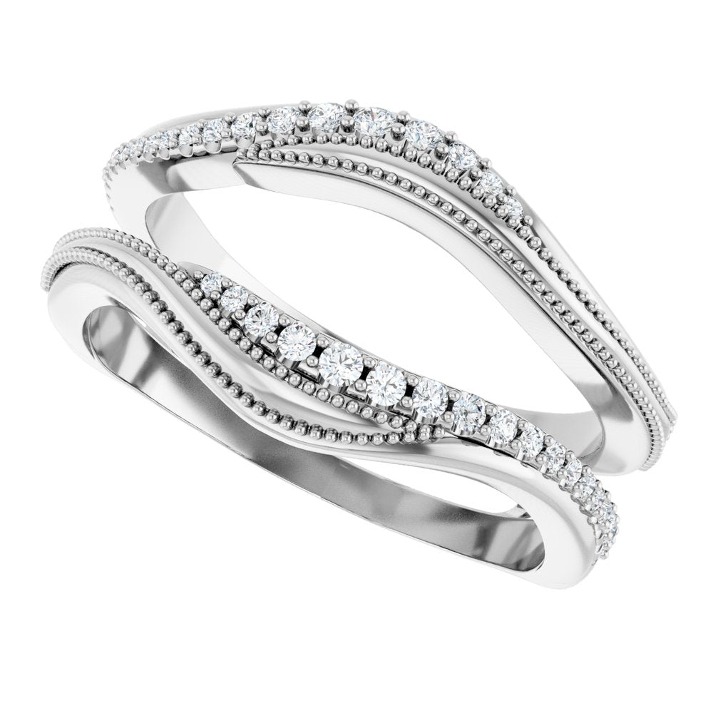 14K White Gold 1/6 CTW Natural Diamond Ring Guard