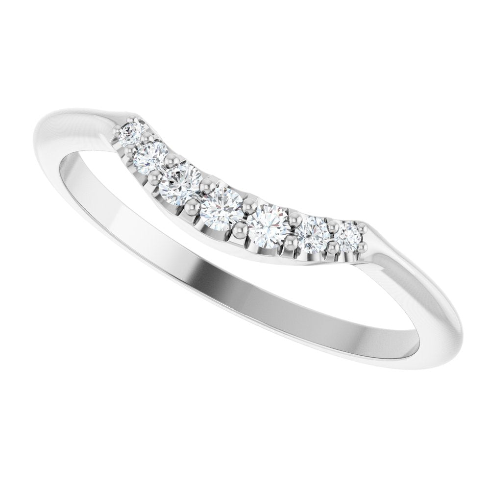 14K White 1/8 CTW Natural Diamond Contour Band