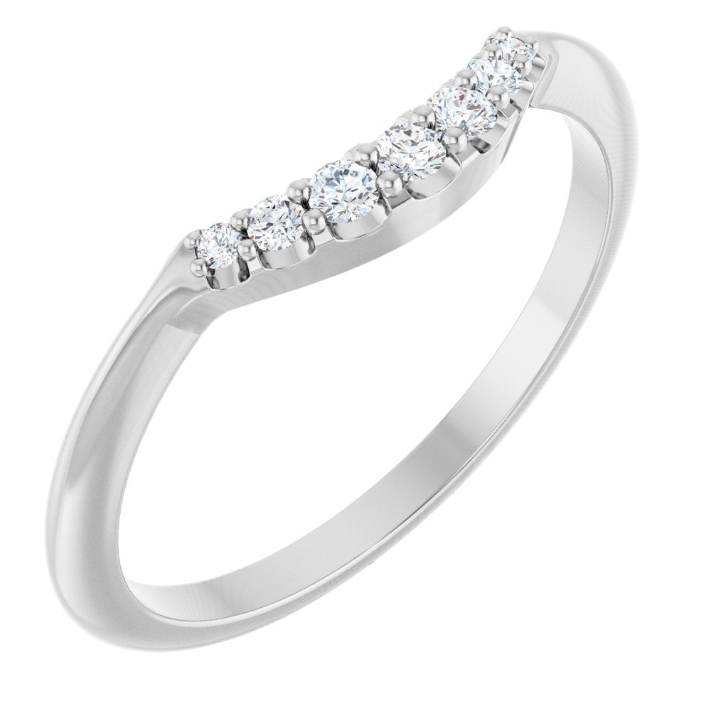14K White 1/8 CTW Natural Diamond Contour Band