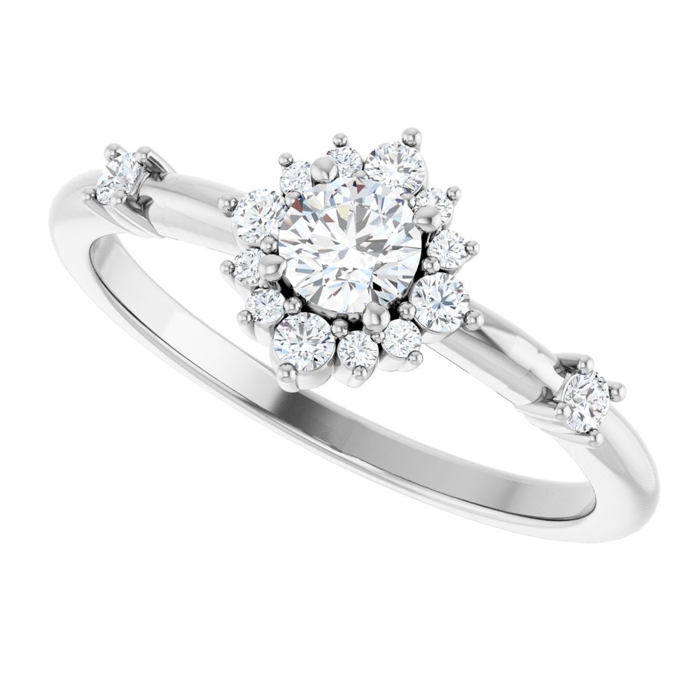 14K White Gold 3/8 CTW Lab-Grown Diamond Halo-Style Ring
