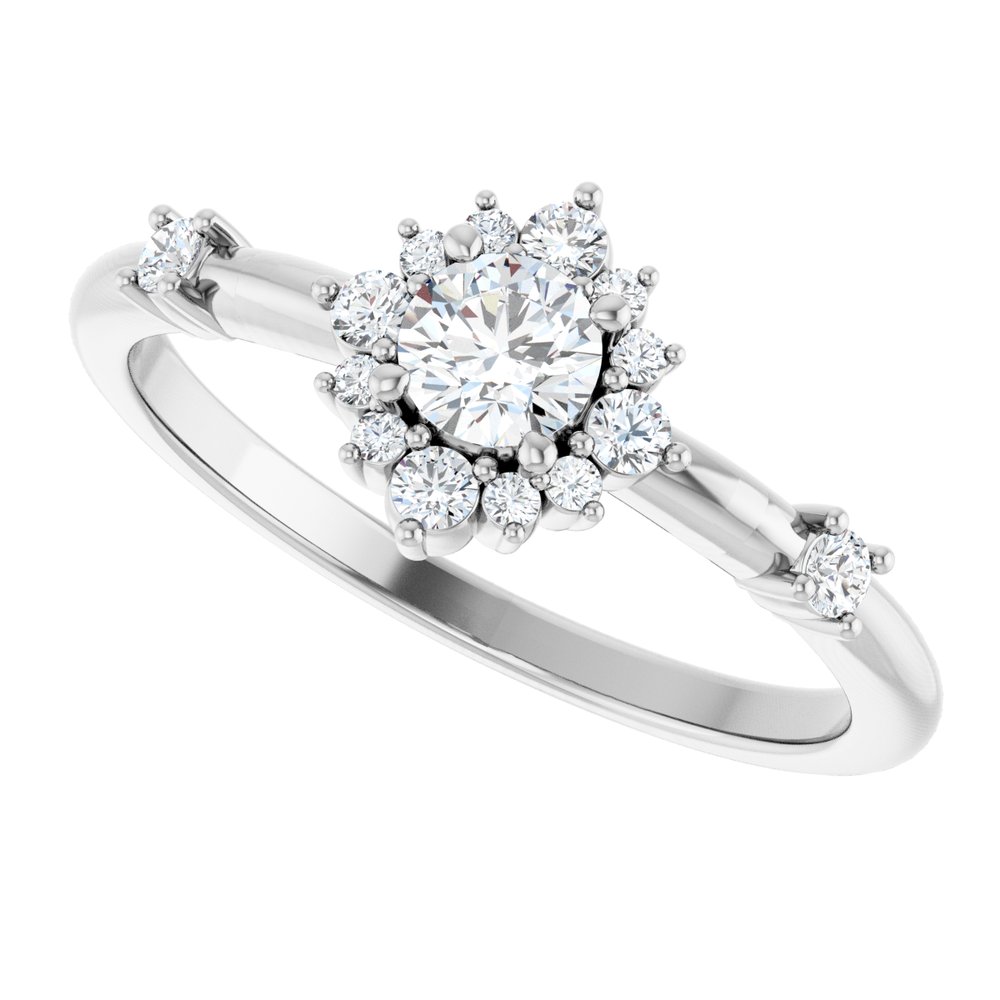 14K White 3/8 CTW Natural Diamond Ring