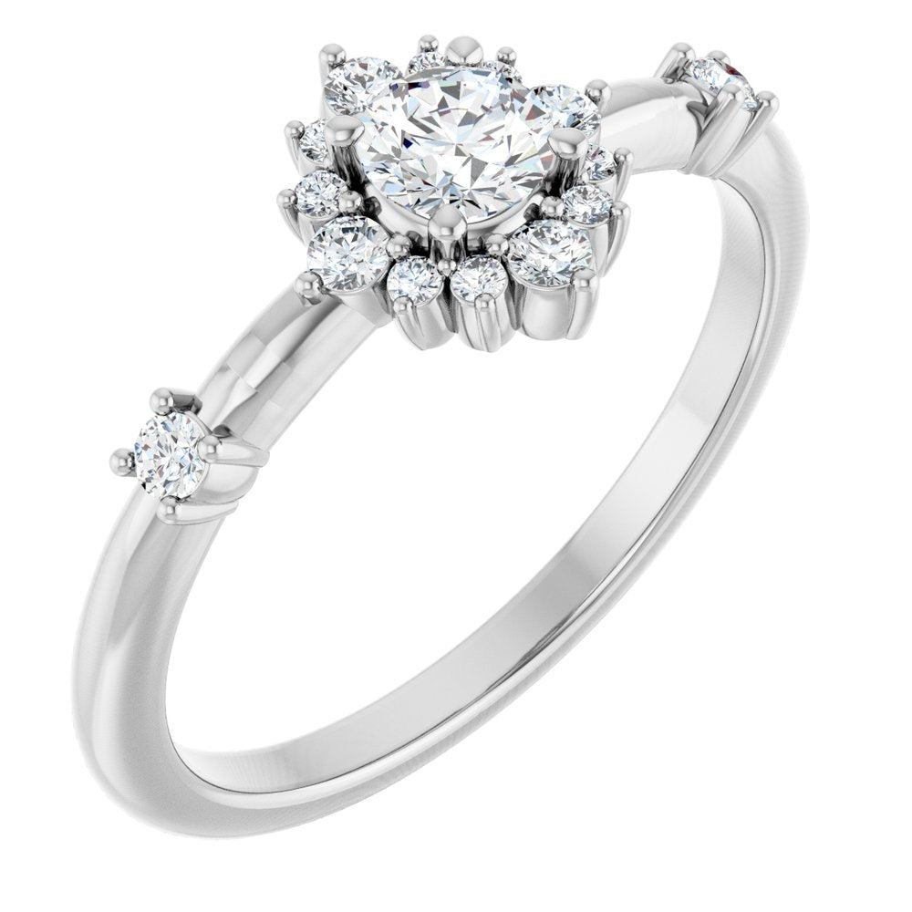 14K White 3/8 CTW Natural Diamond Ring