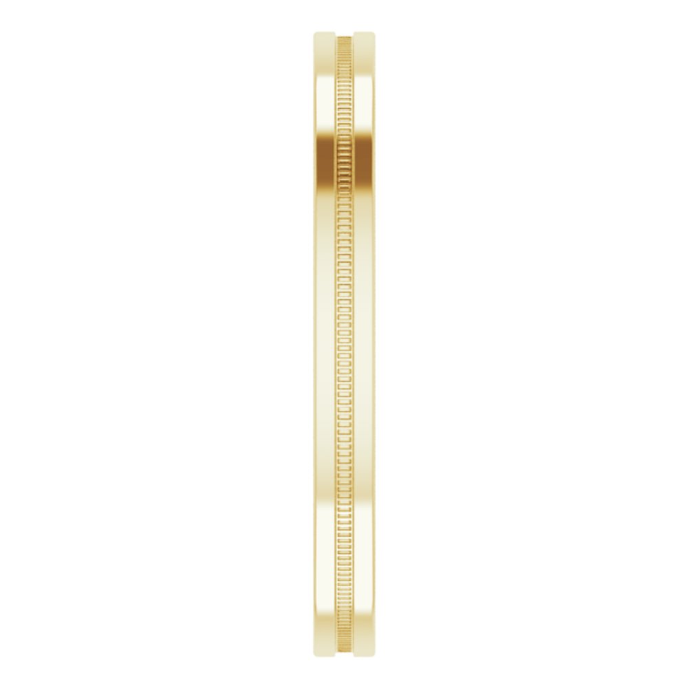 14K Yellow 2 mm Milgrain Grooved Comfort-Fit Flat Band Size 7.5