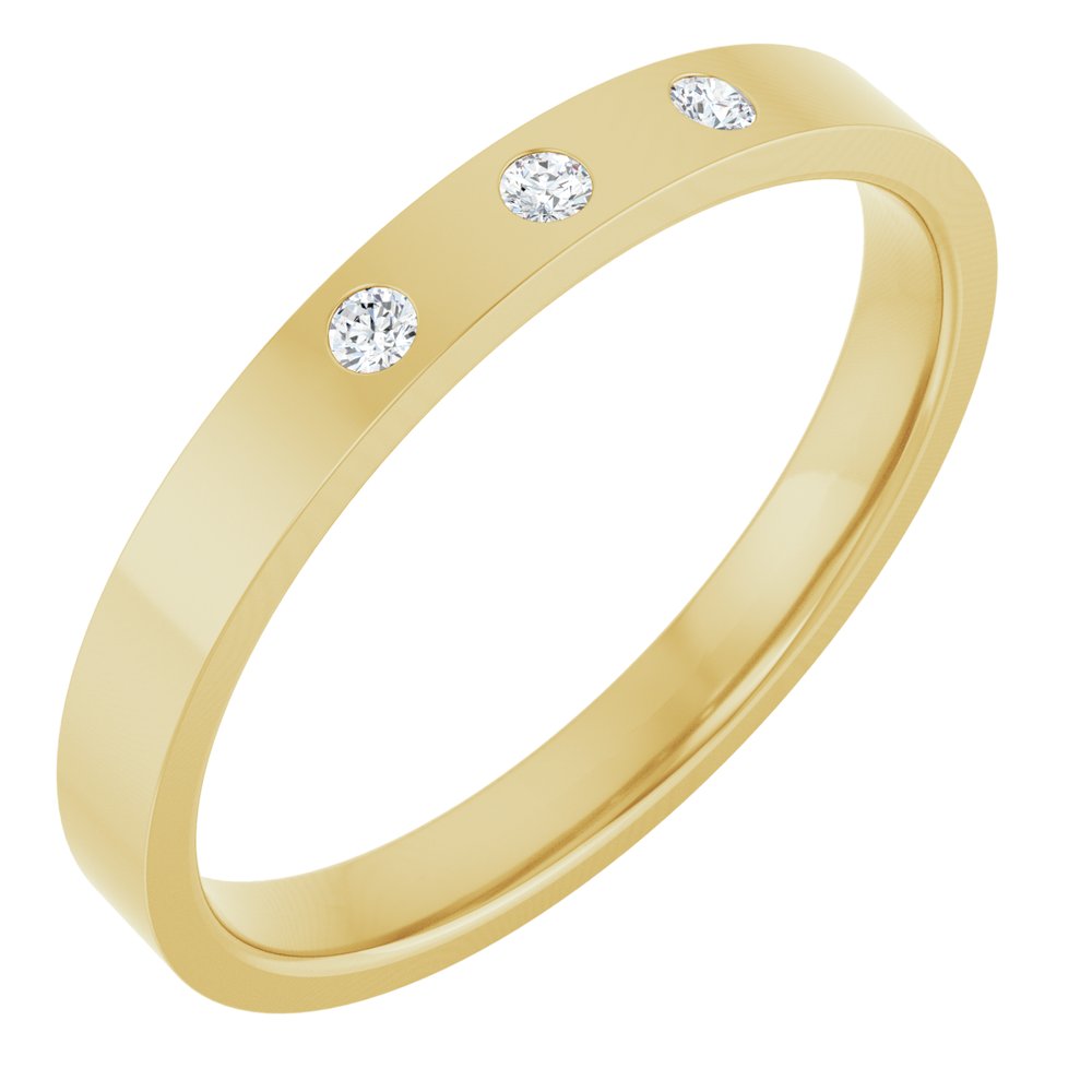 14K Yellow .04 CTW Natural Diamond Three-Stone Flat Band Size 8