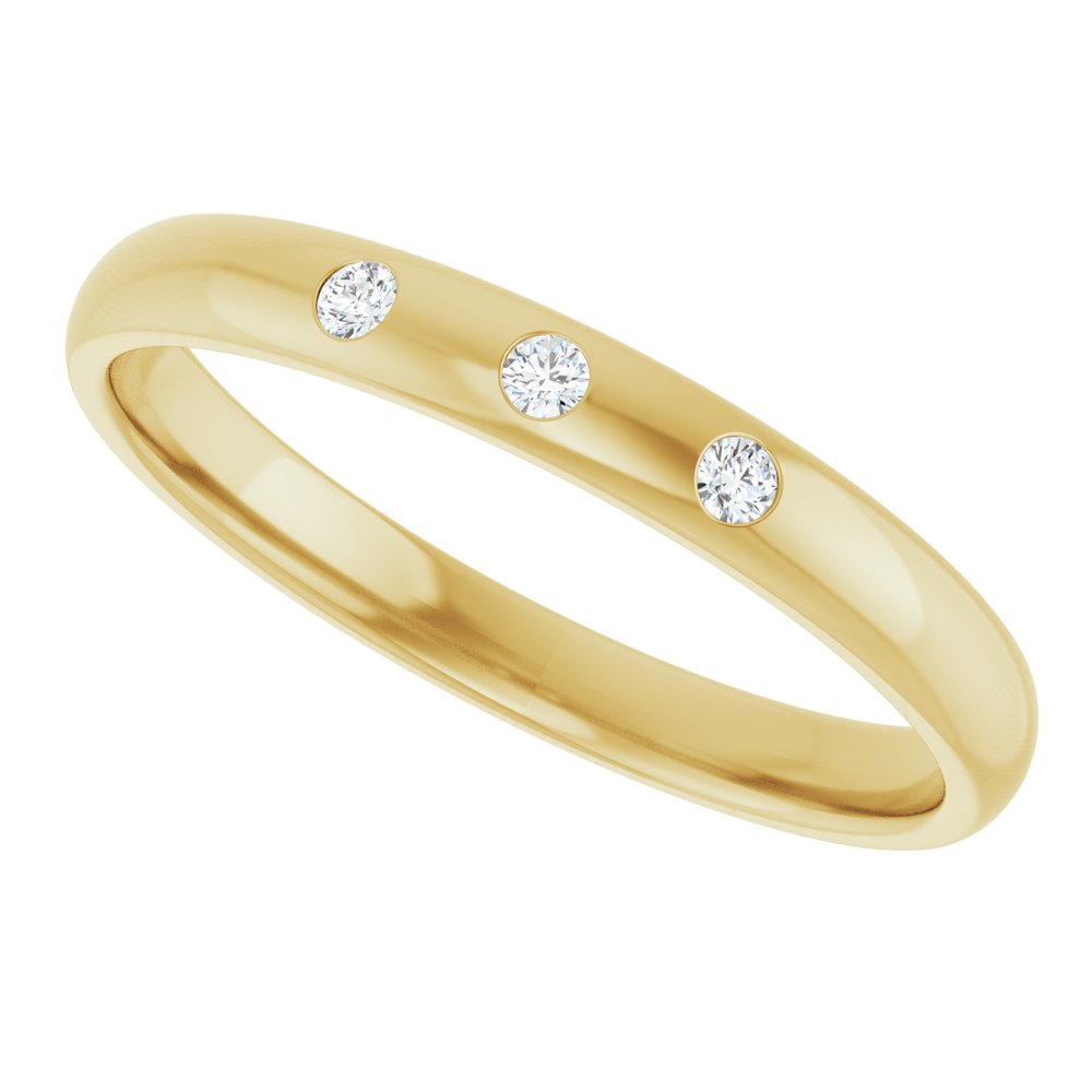 14K Yellow .04 CTW Natural Diamond Three-Stone Comfort-Fit 1.5 mm Half Round Band Size 5