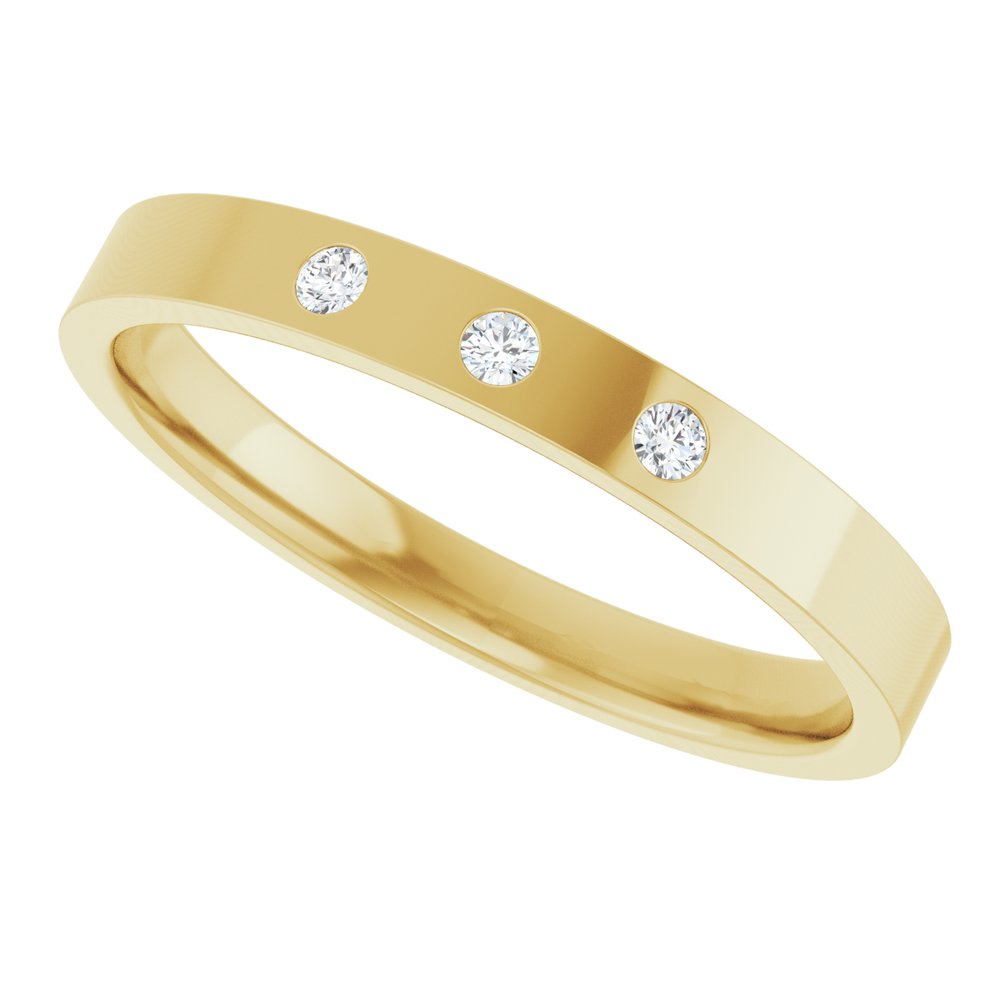 14K Yellow .04 CTW Natural Diamond Three-Stone Flat Band Size 8