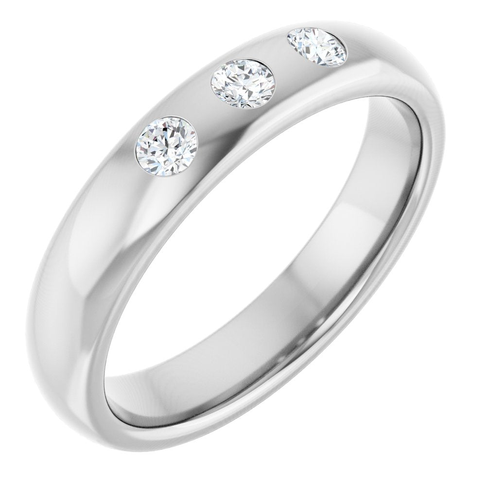 Platinum 1/5 CTW Natural Diamond Three-Stone Half Round Band