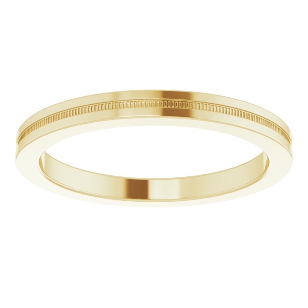 14K Yellow 2 mm Milgrain Grooved Comfort-Fit Flat Band Size 7.5