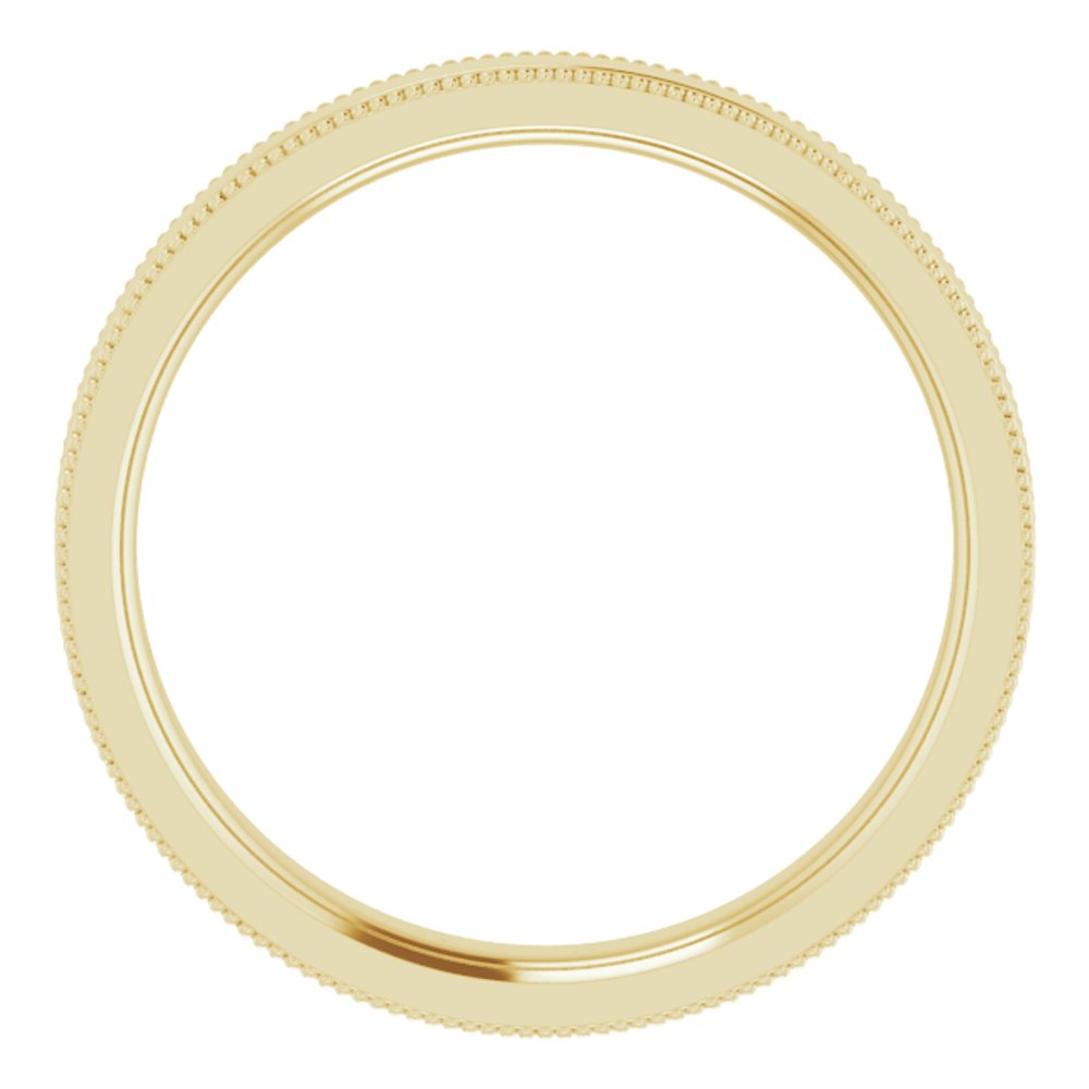 14K Yellow Gold 3 mm Milgrain Comfort-Fit Flat Band Size 7