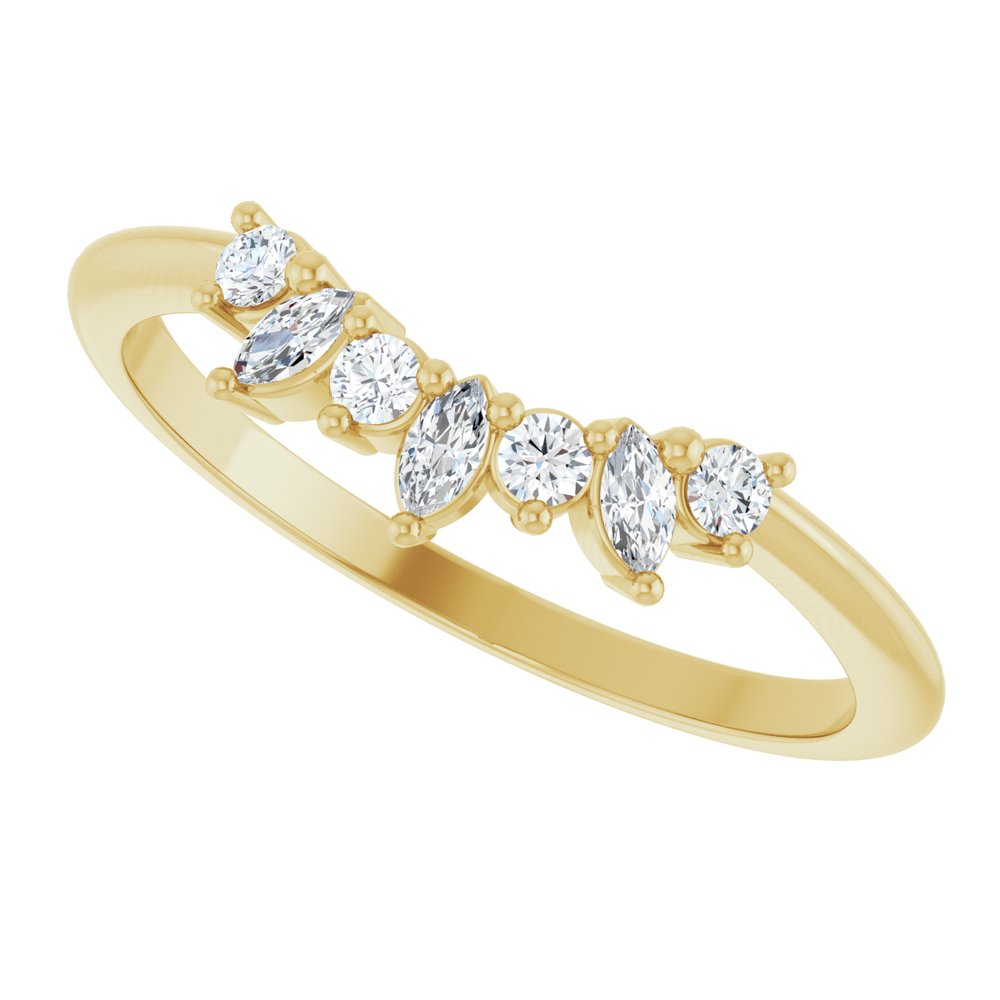 14K Yellow Gold 1/6 CTW Natural Diamond Contour Band