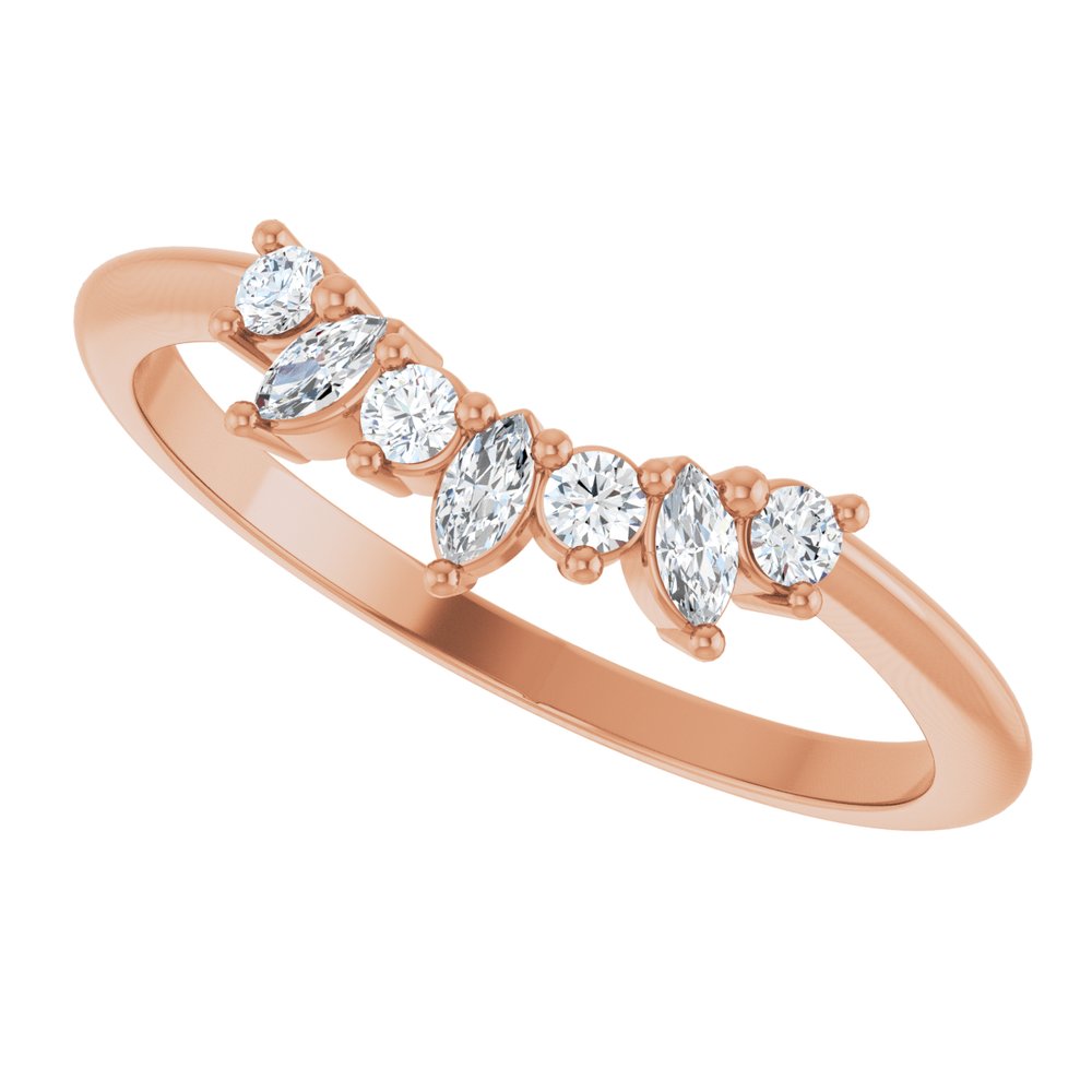 14K Rose Gold 1/6 CTW Lab-Grown Diamond Contour Band