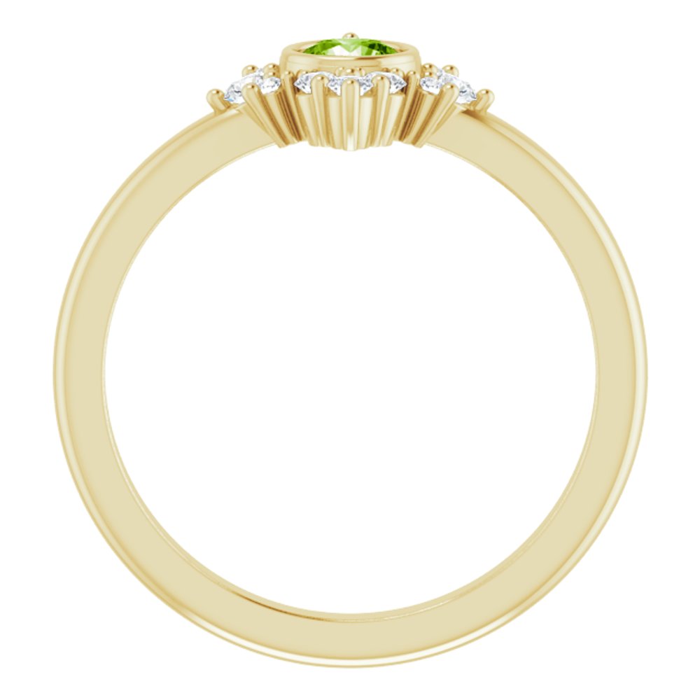 14K Yellow Gold Natural Peridot & 1/5 CTW Natural Diamond Ring