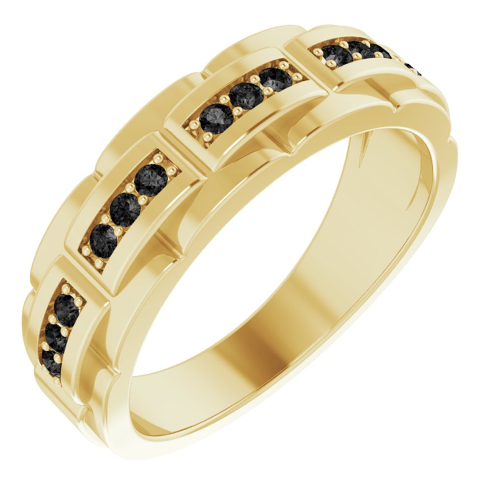 14K Yellow 1/4 CTW Natural Black Diamond Ring